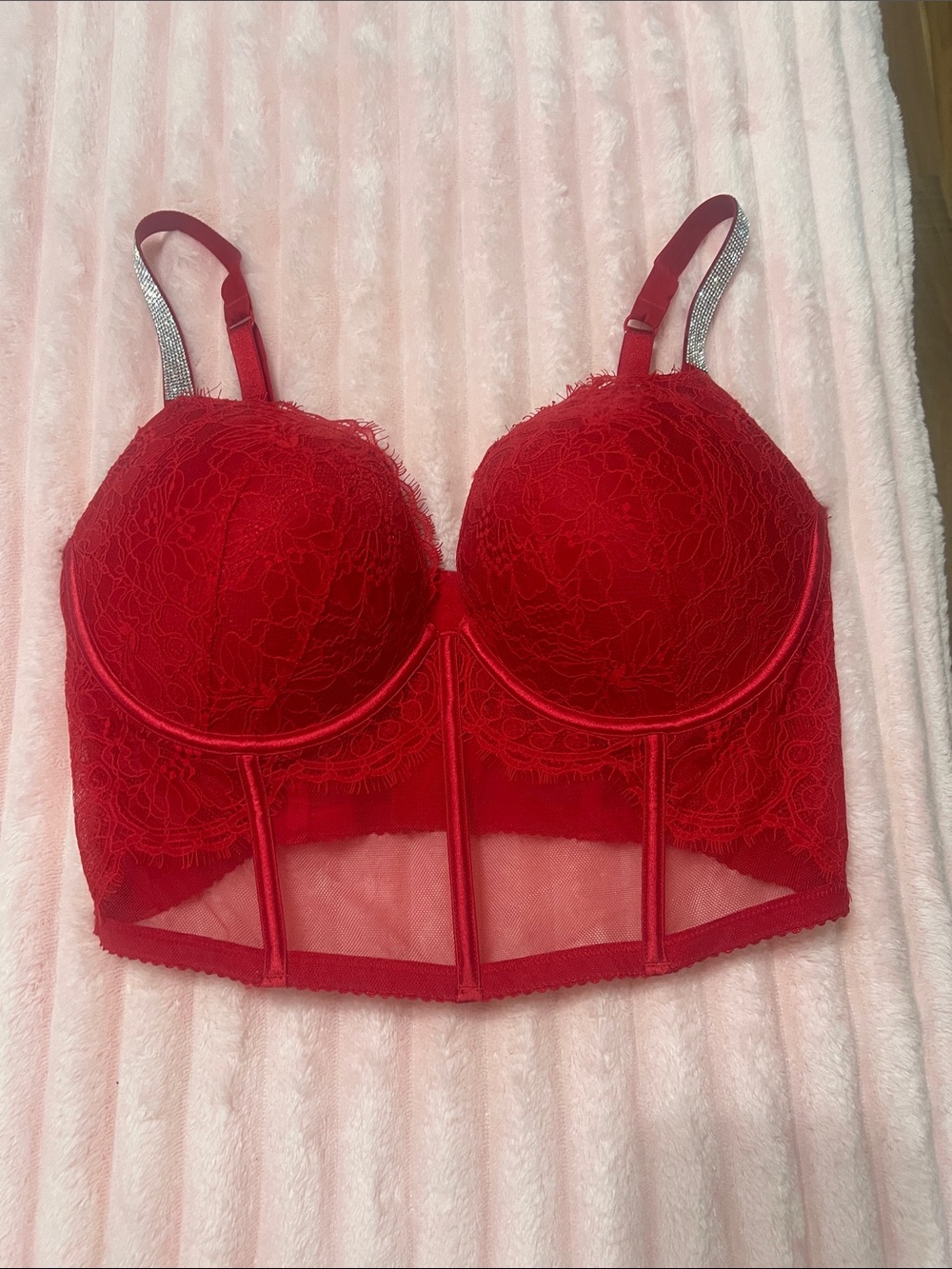 Victoria's Secret Red Lace Longline Bustier
